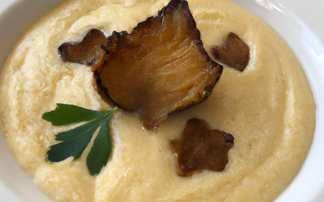 Velouté de topinambour au parfum de truffe, Saint Jacques poêlée