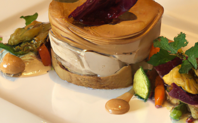 Mille feuilles de foie gras et mousseline de légumes