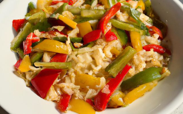 Wok de poivrons au riz de camargue