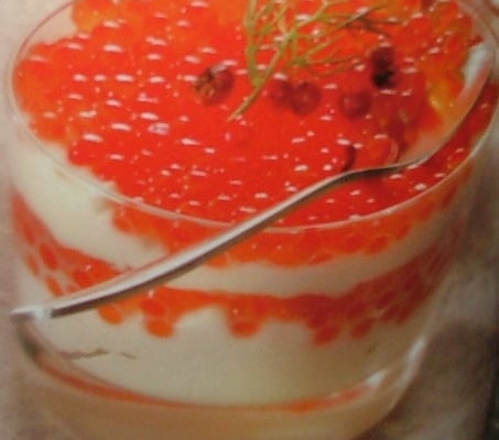 Verrines de mousse de roquefort