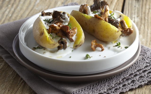 Pompadour Label Rouge farcies aux champignons et sauce au lait de coco