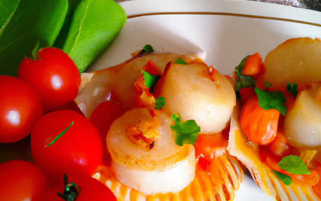 Poêlée de St-Jacques au vinaigre de tomates