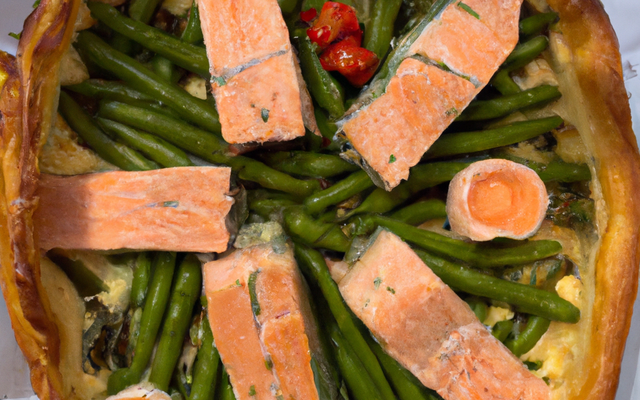 Quiche au saumon et haricots verts