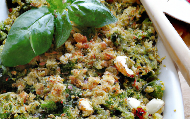 Crumble de légumes d'été au pesto de basilic