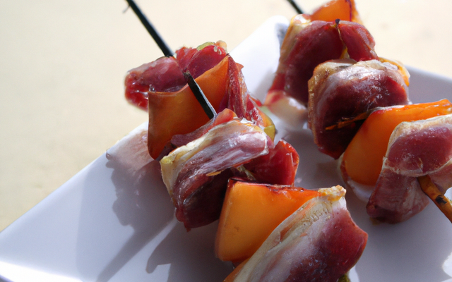 Brochettes de magret aux pêches