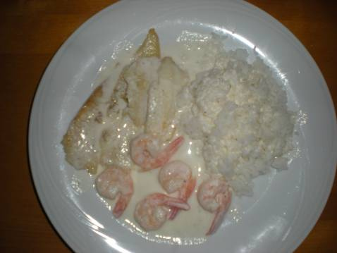 Filet sole/saumon, sauce fruits de mer