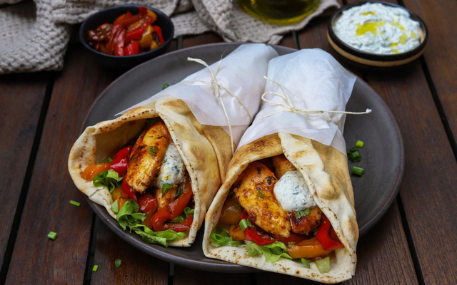 Gyros au poulet et poivrons