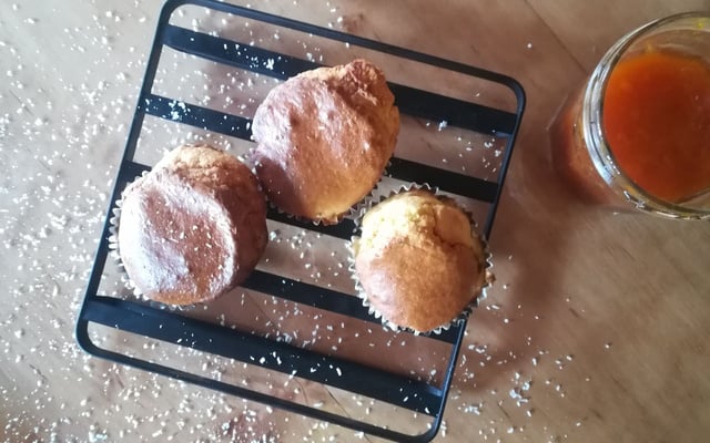 Muffins noix de coco coeur coulant à l'abricot sans matières grasses