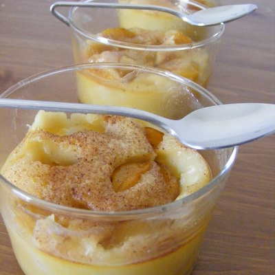 Clafoutis aux mirabelles en verrine.