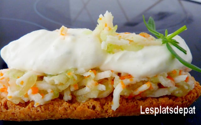 Tartines/Verrines concombre, surimi, chèvre