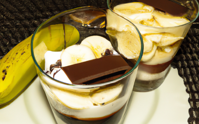 Verrines gourmandes à la poire, au chocolat et à la banane