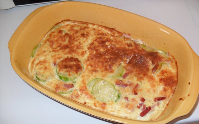 Gratin de courgettes et lardons