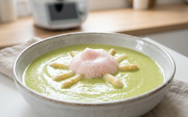 Velouté d'asperges et son nuage de jambon Thermomix