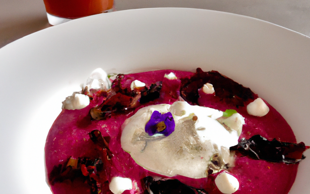 Velouté de chou rouge et sa glace au chèvre