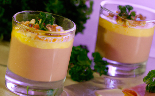 Verrine de jambon cru et duo de mousses