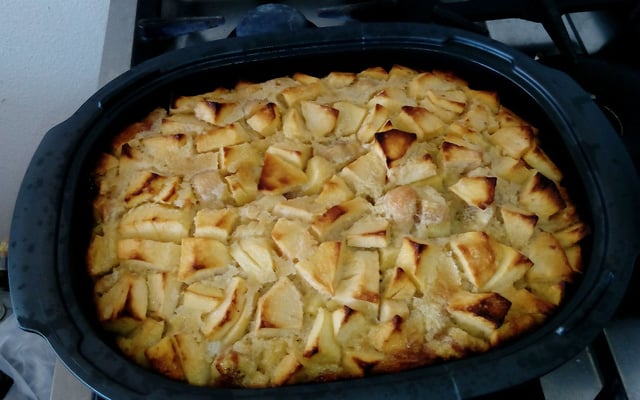 Clafoutis pomme, banane aux pépites de chocolat