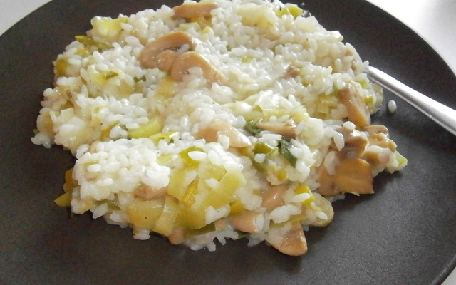 Risotto au poireau et champignons