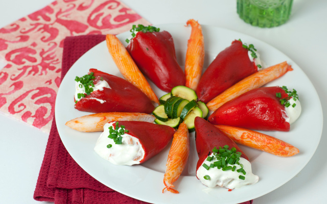 Piquillos, chantilly au curry et bâtonnets Coraya Suprêmes