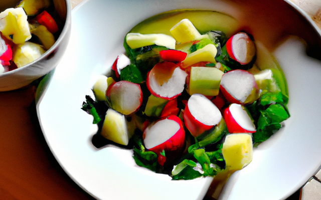 Salade de pommes de terre minceur aux radis et concombre