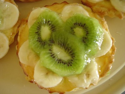 Tartelettes banane,et kiwi à la crème d'amande