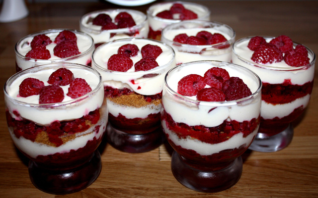Verrines de tiramisu aux framboises