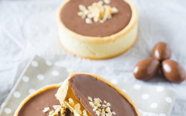 Tartelette choco-caramel mou aux cacahuètes