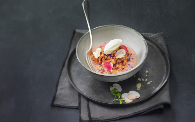 Risotto de légumes d’antan au St Môret® Ligne & Plaisir, à la noix du Périgord