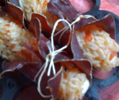 Cannelloni des grisons au risotto à la tomate et à la mozarella