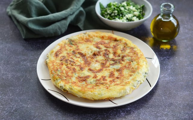 Tarte filo, féta et épinards à la poêle