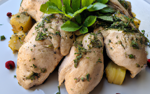 Chapon aux petits suisses et fines herbes