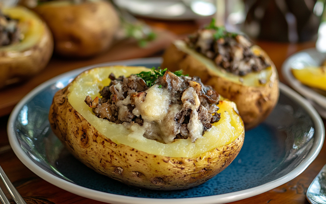 Pommes de terre farcies aux champignons