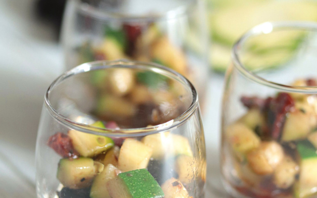 Verrines de courgettes crues et cuites