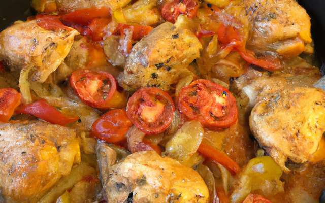 Chapon façon catalane (tomates, oignons, poivrons)