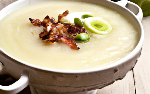 Soupe de poireaux et lardons