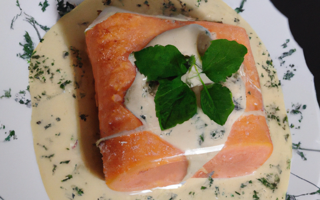 Feuilleté de saumon sauce à la crème et aux quatre herbes