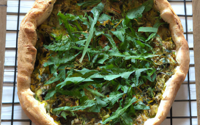 Tarte à la roquette et aux pignons