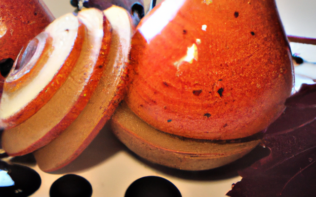 Poire rôtie à la liqueur de coquelicot de Nemours, farcie aux macarons