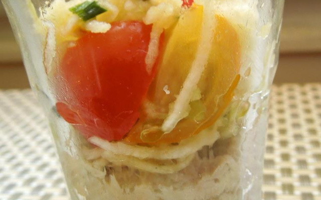 Verrine de rillette de maquereau et sa salade pomme - céleri
