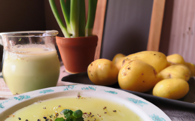 Velouté de pommes de terre à la sauce verte maison