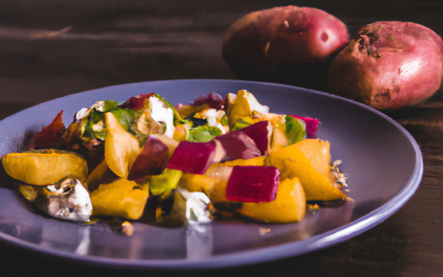 Salade de pommes de terre colorées et fromage frais