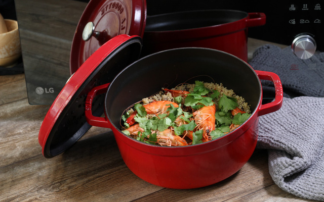 Risotto de quinoa, gambas et petits légumes