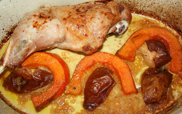 Cuisse de dinde aux couleurs d'automne, potimarron, pomme