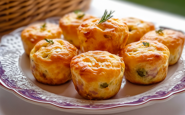 Mini cakes aux olives et au jambon