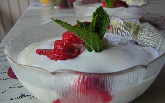 Fraises au fromage blanc traditionnelles