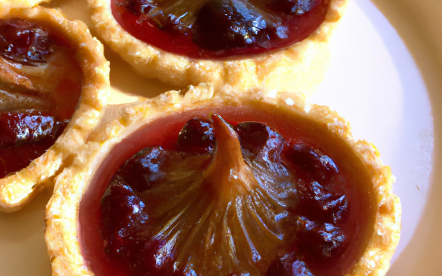 Tartelettes aux poires, frangipane et confiture de cerise noire