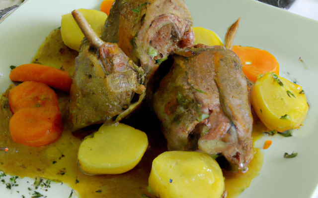 Râble de lapin farci à l'échalote sauce moutarde