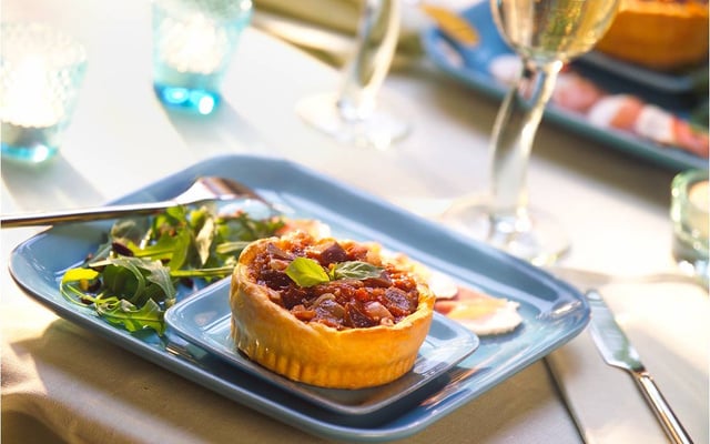 Tarte au jambon de pays et confit d'aubergine