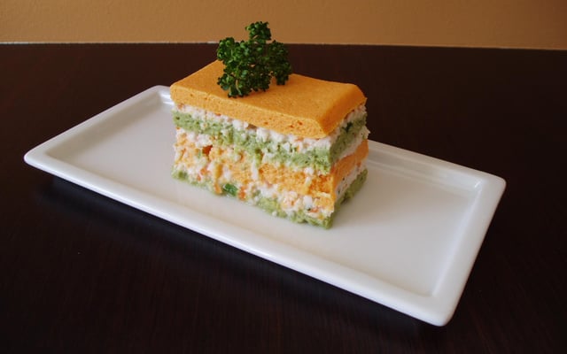 Mille Feuille de carottes, brocolis et surimi