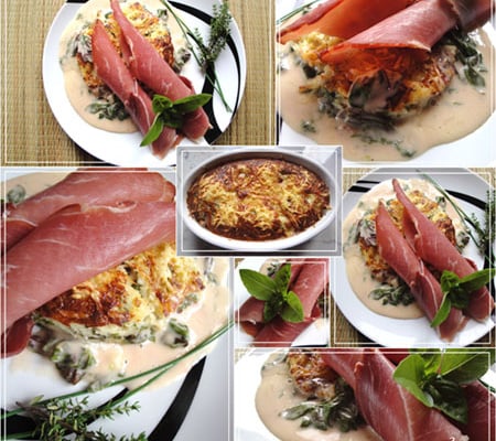 Gratin d'Arroche rouge et son jambon de pays