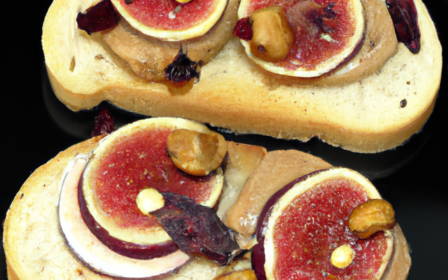 Foie gras sur pains mendiants aux fruits secs